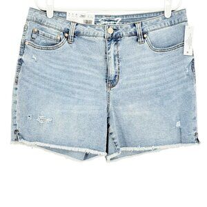 Seven7 Women's Distressed Fray Hem Stretch Weekend Blue Denim Shorts Size 14 NWT